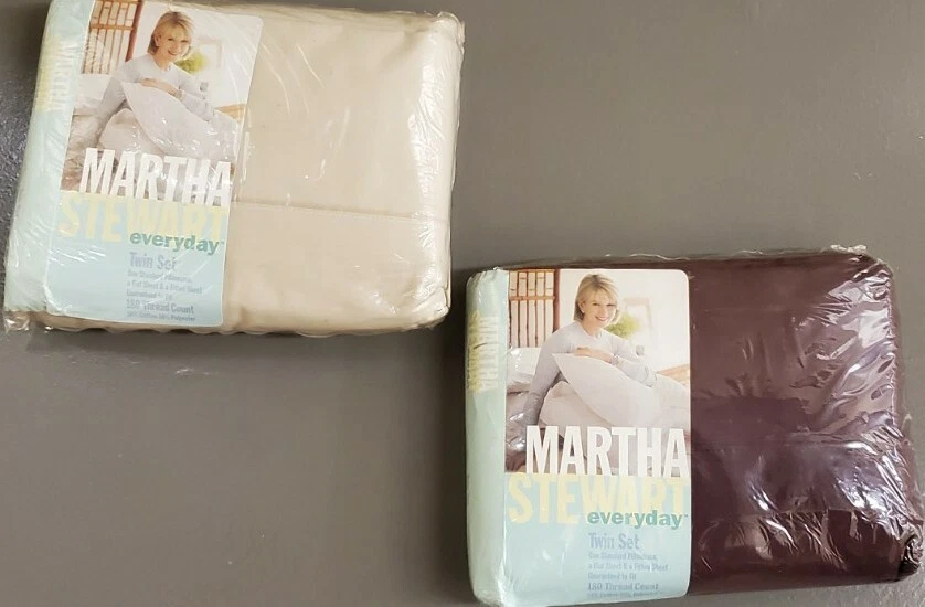 2 Martha Stewart Everyday Twin Flat Sheet Set 180 Thread Count Vintage  - Image 1 of 1