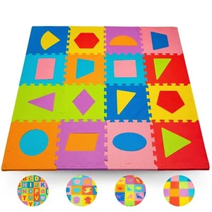 Foam Puzzle Floor Mat for Kids – 12x12 16 Tiles Interlocking Play Mat with Co... - Picture 1 of 8