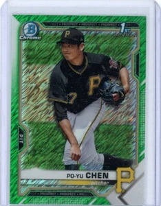 2021 Bowman Chrome Prospects Green Shimmer Refractor /99 Po-Yu Chen #BCP-223 - Picture 1 of 2