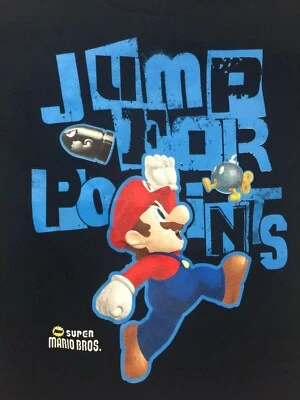 SUPER MARIO BROS МАЛЬЧИКОВ РАЗМЕР МАЛЕНЬКИЙ ПРЫЖОК ДЛЯ ТОЧЕК КОРОТКИЙ РУКАВ ФУТБОЛКА НОВЫЙ БЕЗ ЯРЛЫКОВ - Изображение 1 из 4