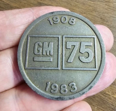 75th 1908-83 GM DIESEL POWER LAGRANGE IL PLANT IRON COMMEMORATIVE COIN 1.75" dia - Image 1 of 3