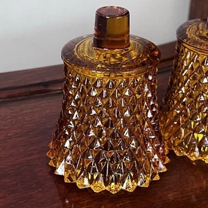 Aplique de vela vintage de vidrio ámbar con punta de diamante Hobnail MCM varios disponibles - Imagen 1 de 14