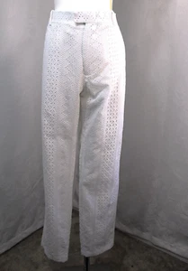 International Concepts Womans White Eyelet Pants/Trousers Tapered Ankle Lined 34 - Picture 1 of 16