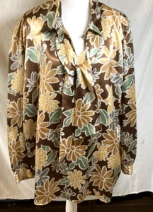 Ms. Russ Blouse Women's Size 22 Retro Pull-Over w/ Detachable Neck Scarf Vintage - Picture 1 of 15