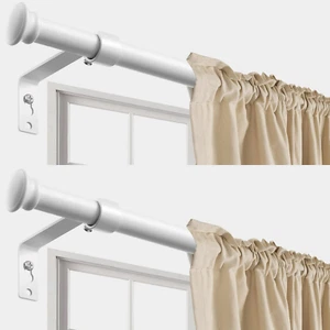 2-packs For Window 24"-50" inch long Matte White metal Window Curtain Rod rail - Picture 1 of 10