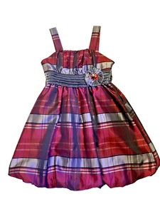 Rare Editions Girls Size 7 Red Black Silver Bubble Holiday Dress FREE S&H - Picture 1 of 11