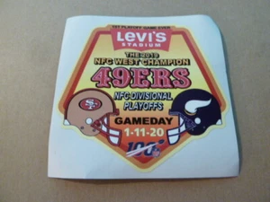 49ERS GAME DAY STICKER PLAY OFFS 1 11 2020 LEVI STADIUM VIKINGS - Picture 1 of 1