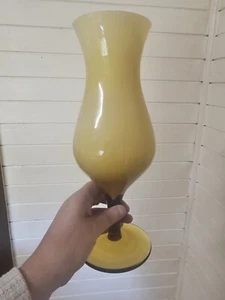 Vintage Amber Cased Glass Vase Large 30cm Amber To White - Picture 1 of 7
