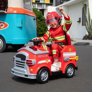 Interactive Electric Fire Fighting Truck Wide Seat LED Lights Horn kid gift - Picture 1 of 17