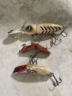 Lot Of 3 Vintage Used Fishing Lures. One Lazy Ike The Other 2 Are Unbranded