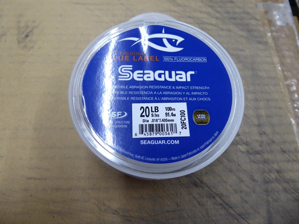 SEAGUAR 20FC100 FLUOROCARBON LEADER LINE 20 磅 100 码原装蓝色标签新品 — 第 1/1 张图片