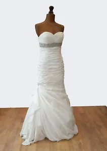Mermaid Wedding Dress Ruchings Ivory Taffeta Beading Strapless Elegant - UK 10 - Picture 1 of 7