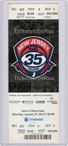 Boleto completo LeBron James 32 puntos 1/7/2012 Miami Heat @ New Jersey Nets - Imagen 1 de 3
