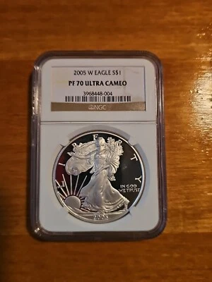 2005-W Proof $1 American Silver Eagle Coin NGC PF70 UC - Image 1 of 2