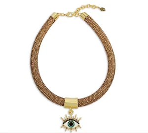 NEW KURT GEIGER LONDON Signature Evil Eye Pendant Collar Rope Necklace 16" - Picture 1 of 3