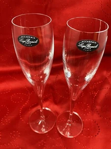 2 NEW Luigi Bormioli Italy 9 oz Champagne crystal Glasses 10" tall - Picture 1 of 5