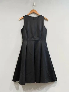 Black Occasion Dress Evening Sleeveless Satin Feel Minimalist UK10/12 - Picture 1 of 5