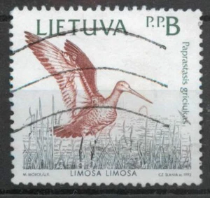 Black-tailed Godwit Limosa limosa bird Lithuania 1992 used stamp A103 - Picture 1 of 1