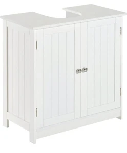 HOMCOM Under Sink Bathroom Storage Cabinet, 2 Layers Vanity Unit, Wooden - White - Picture 1 of 1