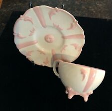 Antique Victoria footed Tea cup and Saucer pink and white Footed