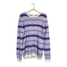 Vineyard Vines Women's Sweater Pullover Fair Isle Snowflake Pink Purple Soft XL