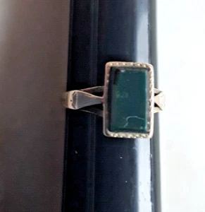 Antique Art Deco 14k Yellow Gold Jade Emerald Cut Ring - Picture 1 of 8
