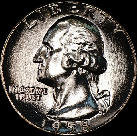 1958 Washington Quarter Silver Brilliant Uncirculated, Die Polish, As Shown 139 Cover