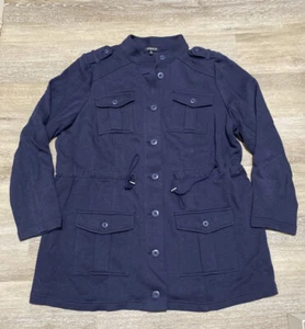 Torrid Navy Cargo Knit Jacket With Drawstring Waist & Pockets Sz 2 18/20 NWOT - Picture 1 of 4
