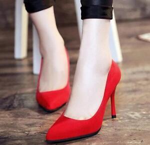Chic Women's High Heels Pointed Toe Faux Suede Fashion Workwear Pumps Sexy Shoes