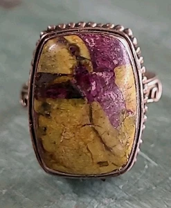 Vintage Sterlingsilber 925 Southwestern Stil gelb lila Achat Ring Gr. 9 - Bild 1 von 11