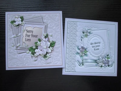 Set of 2 x SYMPATHY/BEREAVEMENT/SORRY FOR YOUR LOSS Hand Made Card Toppers