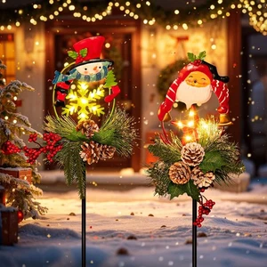 Tryme Solar Christmas Garden Lights - Outdoor Decorations Snowman & Xmas Santa C - Picture 1 of 7
