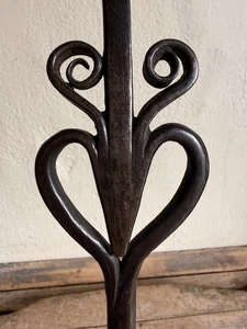 Antique Handmade Iron Hearth Flesh Meat Fork 19th C Folky Heart Design - Picture 1 of 10