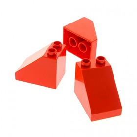 3X Lego Duplo Sloped Brick 3X2X2 Red Roof Brick Set 5635 10508 9091 64153 63871