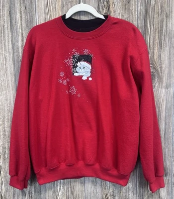 Sudadera Top Stitch By Morning Sun Navidad Cuello Redondo L Bordada Gris Gato Foto 1 de 4