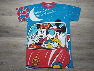 Mickey Minnie Mouse 1990s vtg Night T Shirt AOP Kisses star tonight Nightgown - Picture 1 of 6