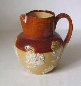 Doulton Lambeth Brown Salt Glazed Stoneware Hunt Jug: 16 cm high A/F - Picture 1 of 1
