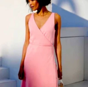 AYR the Yowza Midi Wrap Dress in Agua Fresca Pink Melon Women's Size Medium New - Picture 1 of 8