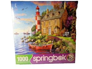 New Sealed 1000 Piece Springbok Puzzle The Cottage Lighthouse - Picture 1 of 1