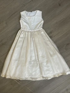 Flower Girl Formal Holiday Raw Silk Ivory Long Dress Sz 4 / 5 - Picture 1 of 10
