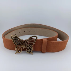 Women's Light Brown 100% Polyester Belt Butterfly Buckle - Size Large - Picture 1 of 3