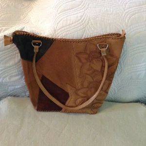 Vintage verzierte Leder Schulter Handtasche; Patchwork, künstlerisch; lateinisch inspiriert; Western - Bild 1 von 3