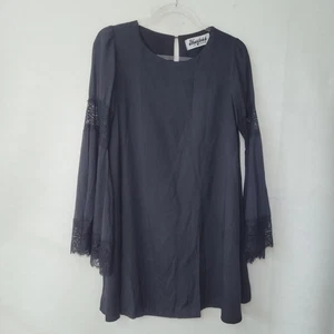 Vestido Meghan Los Angeles para mujer pequeño negro largo encaje acento mangas campana gótico - Imagen 1 de 11