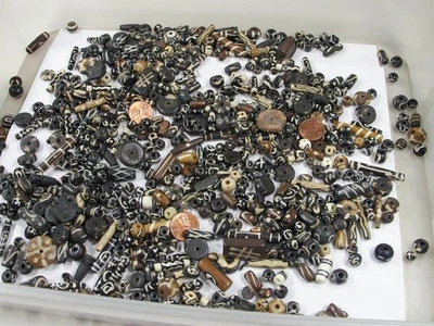 4 Pounds Assorted Water Buffalo Bone Beads / Scrap Pieces / Left Overs Bulk (Z1) - Image 1 of 4