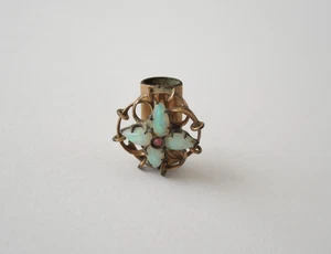 Antiker Kettenschieber Opal Farbstein Rot 1,1 g/1,3 x 1,3 cm - Bild 1 von 6