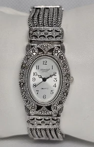 Orologio Donna Vintage Mondu Tono Argento Cassa Marcasite Multi Catena Bracciale 10 - Foto 1 di 9