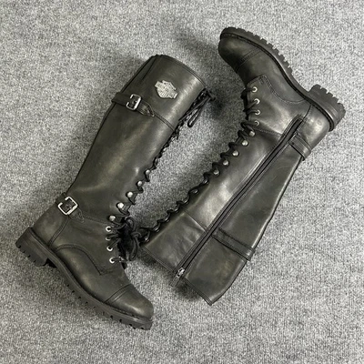 Botas de motocicleta Harley-Davidson para mujer Beechwood 15" negras talla 8 D83856 Foto 1 de 4