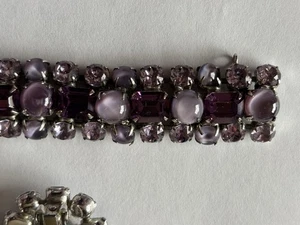 Vintage lila Strass Armband ohne Markierung Top Zustand 7" silberfarben - Bild 1 von 12