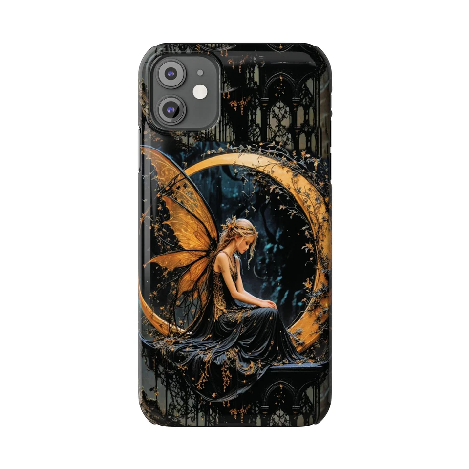 Funda delgada de teléfono Dark Gothic Fairy iPhone compatible con 16 15 14 13 12 11 Cresent Moon  Foto 1 de 1