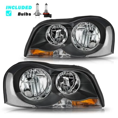 Headlights Set For 2003-2014 Volvo XC90 Left and Right with Bulbs Halogen Black Foto 1 de 4